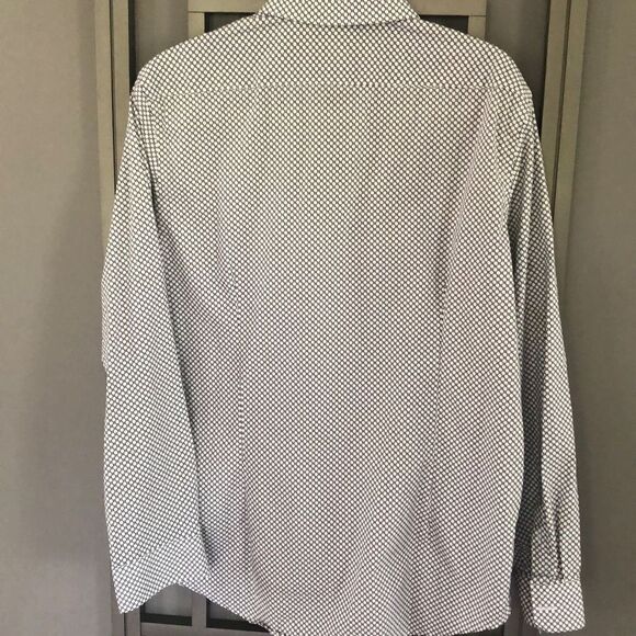 Express Stretch cotton button down men’s shirt, black and white pattern size med - Picture 4 of 4